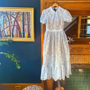 Self-Portrait Blue Guipure Midi Dress - UK 10/US 6 - NWT